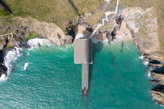Aerial photograph of Padstow Lifeboat Station, near Padstow, Cornwall, England.