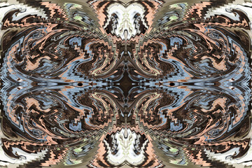 Abstraction and collage in one using the distortion of the color and shape of the layer with its repetition and the addition of fictitious eyes and all this for a better effect of imagination. - obrazy, fototapety, plakaty