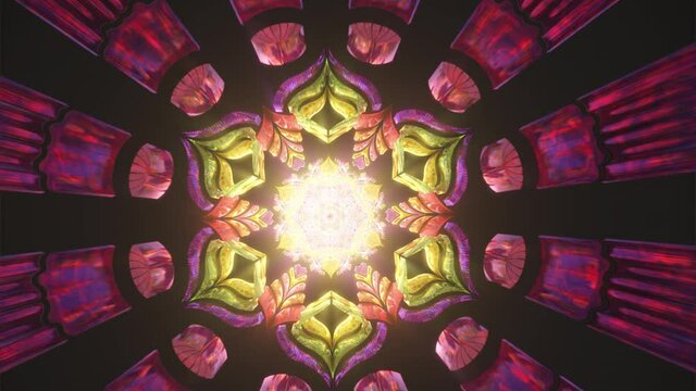 Mandala seamless loop vj kaleidoscope background new age colorful visual ethnic spiritual peace and love yoga zen trance animation