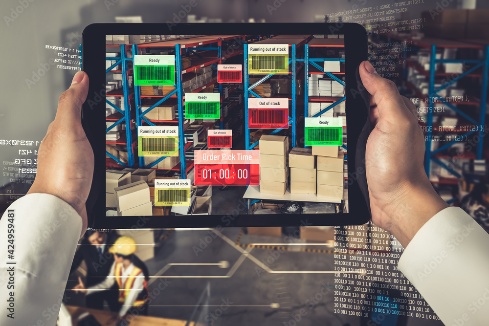 Poster smart warehouse management system using augmented reality technology to identify package picking and