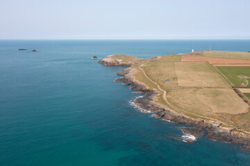 Aerial photograph of Booby's Bay near Newquay and Padstow, Cornwall, England.