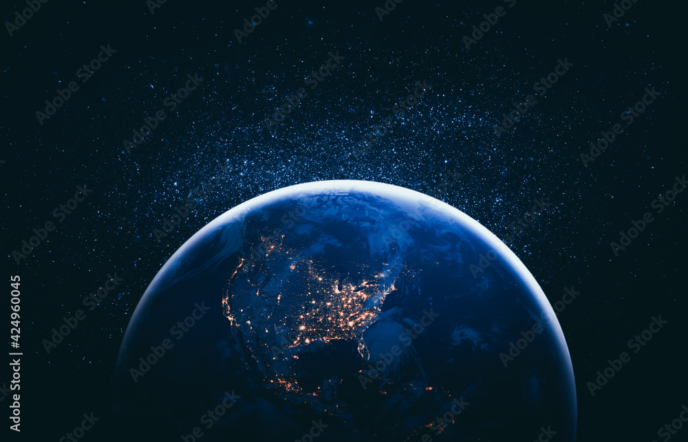 Aufkleber planet earth globe view from space showing realistic earth surface and world map as in outer space p