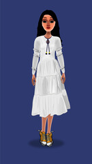 illustration of woman in white dress