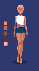 illustration of  a 3d model with color swatches 
