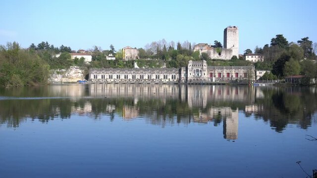 Europe, Italy, Trezzo D adda river and  
ancient power plant for the production of energy using river water 