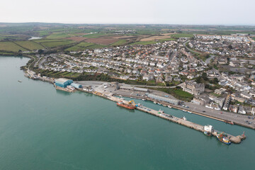 Aerial photograph taken near Padstow Harbour, Cornwall, England.
