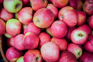 Apples in basket background