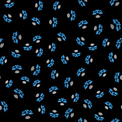 Line Smart drone system icon isolated seamless pattern on black background. Quadrocopter with video and photo camera symbol. Vector