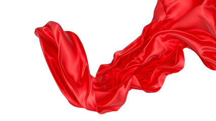 Beautiful flowing fabric of red wavy silk or satin. 3d rendering image.