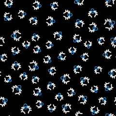 Line Deer antlers on shield icon isolated seamless pattern on black background. Hunting trophy on wall. Vector