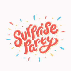Obraz premium Surprise party. Vector handwritten lettering banner.