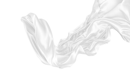 Beautiful flowing fabric of white wavy silk or satin. 3d rendering image.