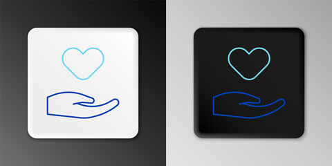 Line Heart in hand icon isolated on grey background. Hand giving love symbol. Valentines day symbol. Colorful outline concept. Vector