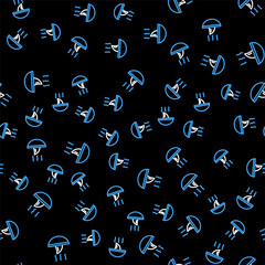 Line Shark fin soup icon isolated seamless pattern on black background. Vector