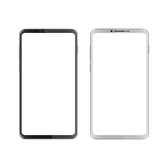 Black and white smartphone with blank screen. vector illustration