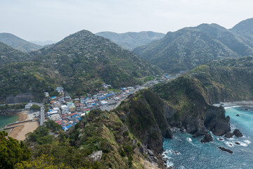 西伊豆松崎町の烏帽子山山頂からの風景　千貫門方面