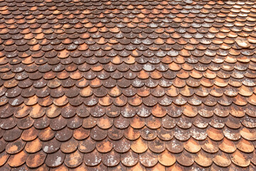 Brown and Orange tiles roof background
