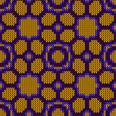 Fototapeta na wymiar knitted woolen seamless pattern. Vector illustration Colors: Buttercup, Dark Violet, Loulou