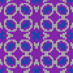 Knitted pattern ornamental. Vector illustration  Colors: Royal Blue, Magenta, Lavender Blush