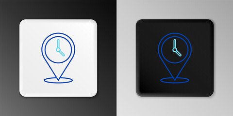Line Location with clock icon isolated on grey background. Colorful outline concept. Vector