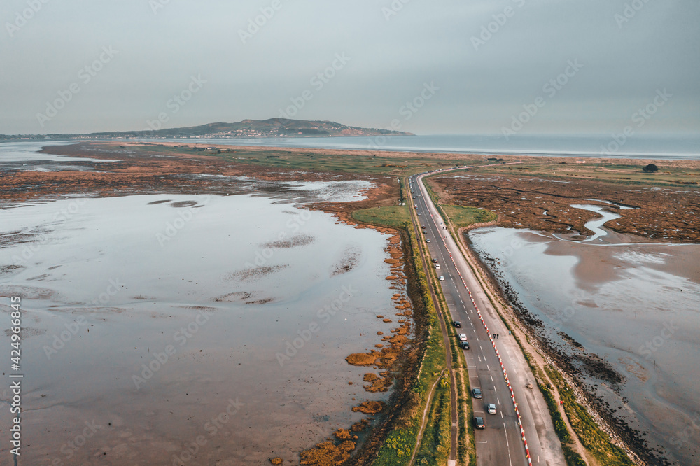 Wall mural aerial view over bull island and causeway rd, clontarf east, dublin