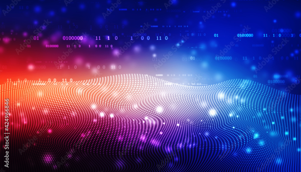 Poster data technology background. abstract background. connecting dots and lines on dark background, abstr