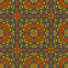 Knitted texture seamless pattern. Vector illustration  Colors: Tahiti Gold, Fire Bush, Electric Lime, Dim Gray