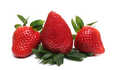 Fresh strawberries isolated on white background