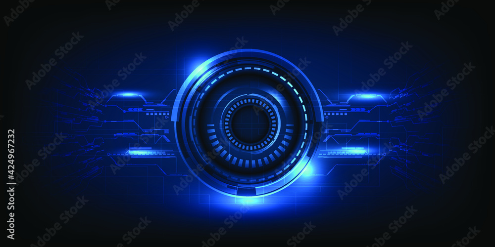 Poster modern tech circle hud with grid line circuit hi tech display screen and panel.digital futuristic co