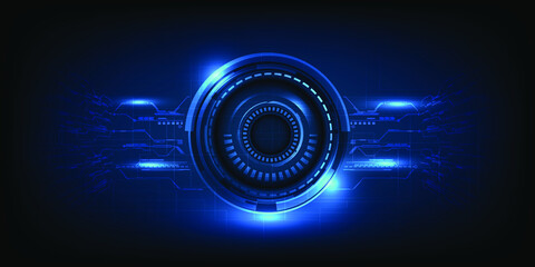 Modern tech circle HUD with grid line circuit hi tech display screen and panel.Digital futuristic concept.Vector illustrations.