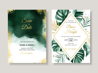 Green wedding invitation card