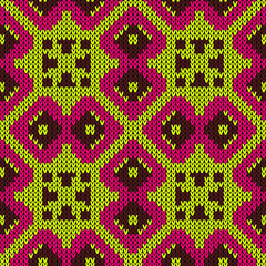 Texture knitted wool seamless pattern. Vector illustration  Colors: Caput Mortuum, Golden Fizz, Razzmatazz