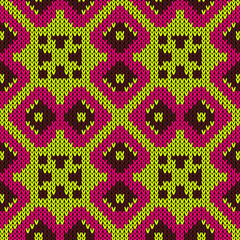 Texture knitted wool seamless pattern. Vector illustration  Colors: Caput Mortuum, Golden Fizz, Razzmatazz