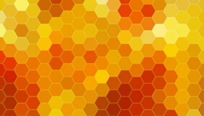 Hexagon mosaic background, abstract orange honeycomb vector design.