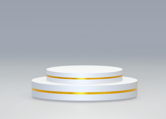Empty podium or pedestal display scene on white background with cylinder stand concept.
