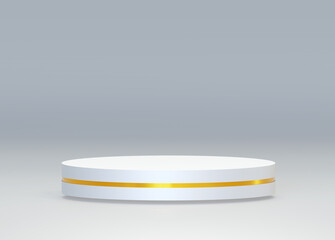 Empty podium or pedestal display scene on white background with cylinder stand concept.