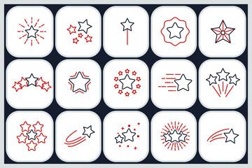 Set of Stars icon. firework, twinkle, glow, glitter burst symbol template for graphic and web design collection logo vector illustration