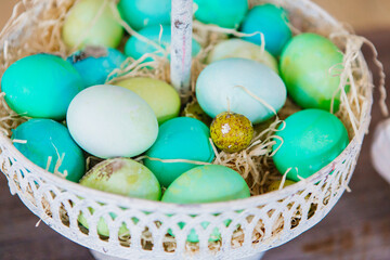 Fototapeta na wymiar Easter eggs of different colors