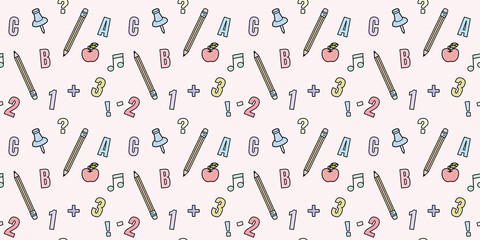Back to school seamless pattern vector background