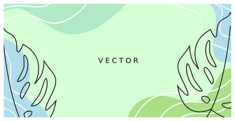 Vector abstract creative background in minimal trendy style with copy space for text and modern art shapes, digital collage, horizontal design template for social media and websites