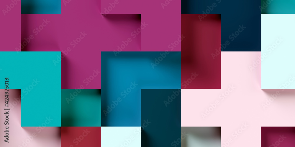 Poster texture and background of volumetric multicolored geometric shapes