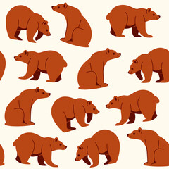 Cartoon character - simple trendy seamless pattern with bear. Flat vector illustration.