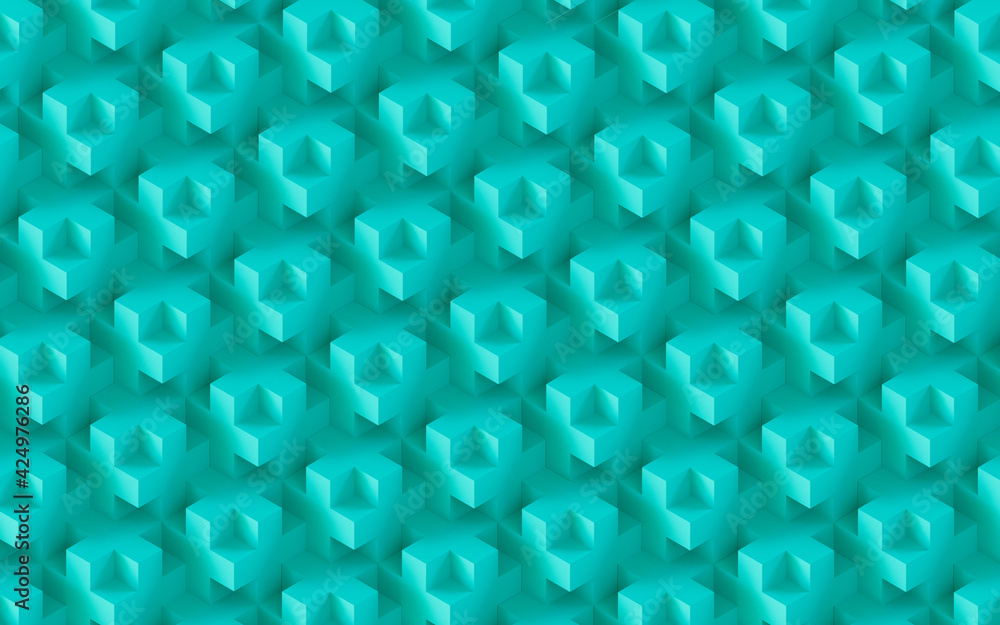 Poster green texture and background from many volumetric cubes at different levels