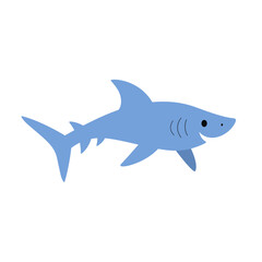 Fototapeta premium Cute shark - cartoon animal character. Vector illustration in flat style.