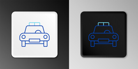 Line Police car and police flasher icon isolated on grey background. Emergency flashing siren. Colorful outline concept. Vector