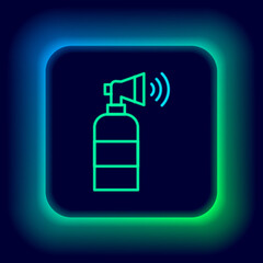 Glowing neon line Air horn icon isolated on black background. Sport fans or citizens against government and corruption. Colorful outline concept. Vector
