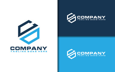 Abstract Initial Letter CD with blue and Navy Two Tones Color Logo Design. Vector Logo Illustration.