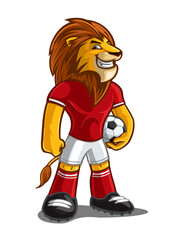 Fototapeta premium cartoon illustration of a lion soccer player