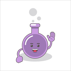 purple chemical bottle with faces vector image