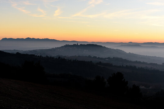 Dusk in Marche's countryside: Camerano